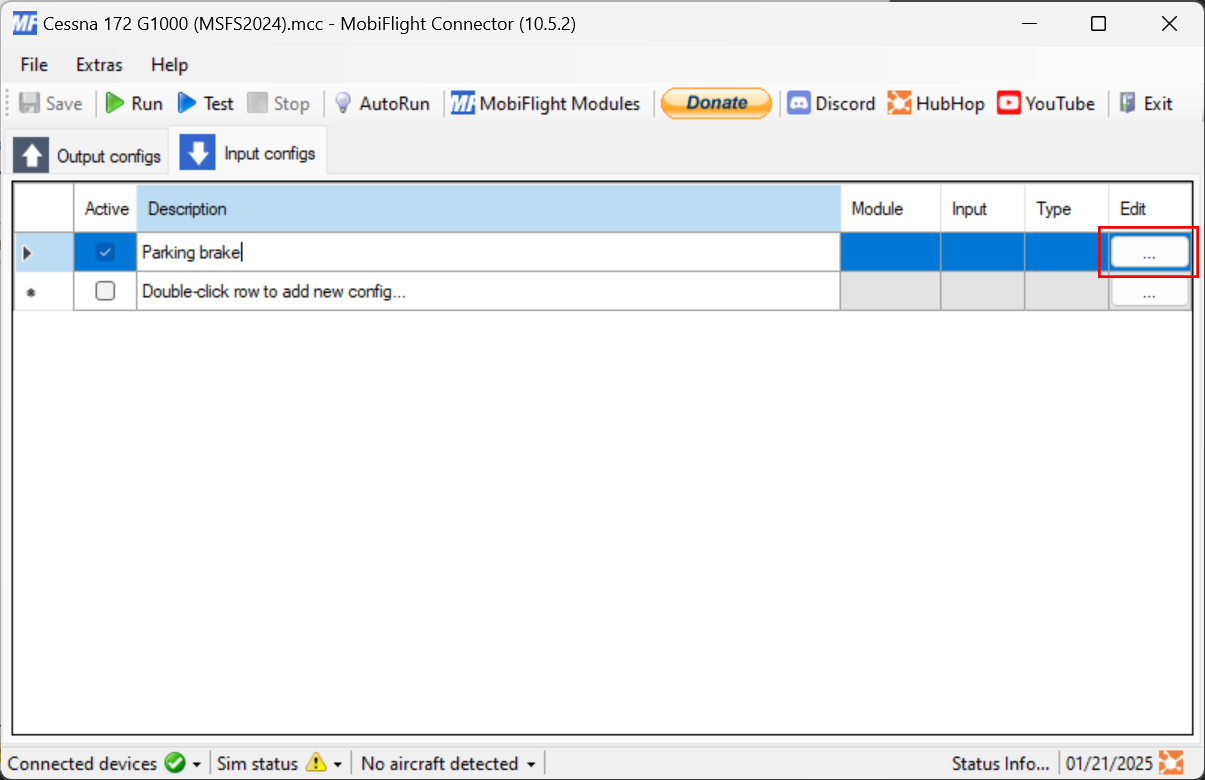 Configuring the input –MobiFlight documentation