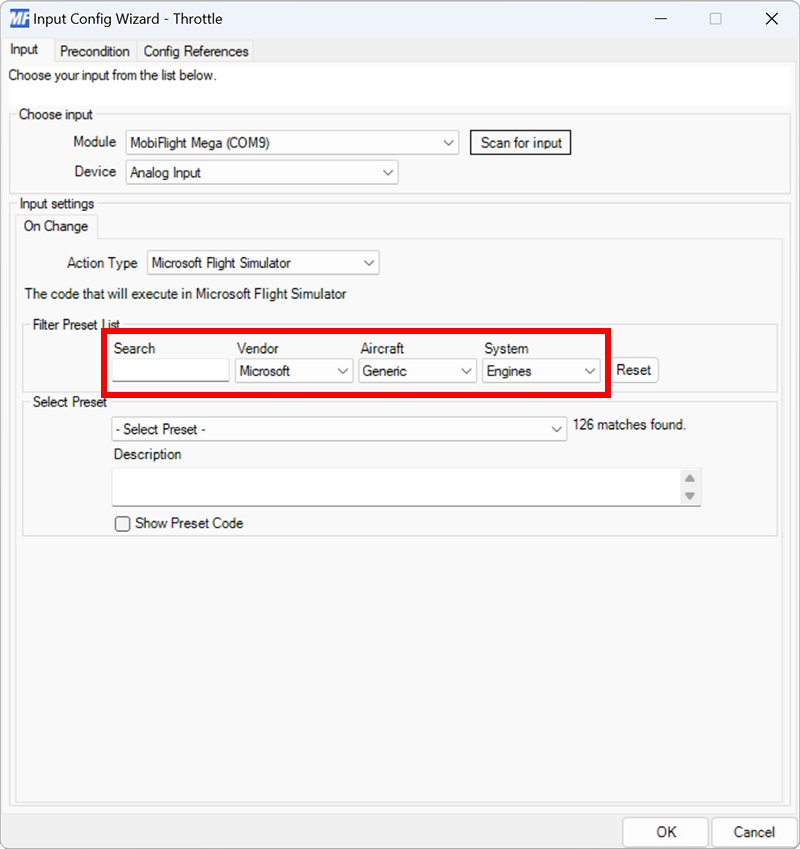 Configuring the input –MobiFlight documentation
